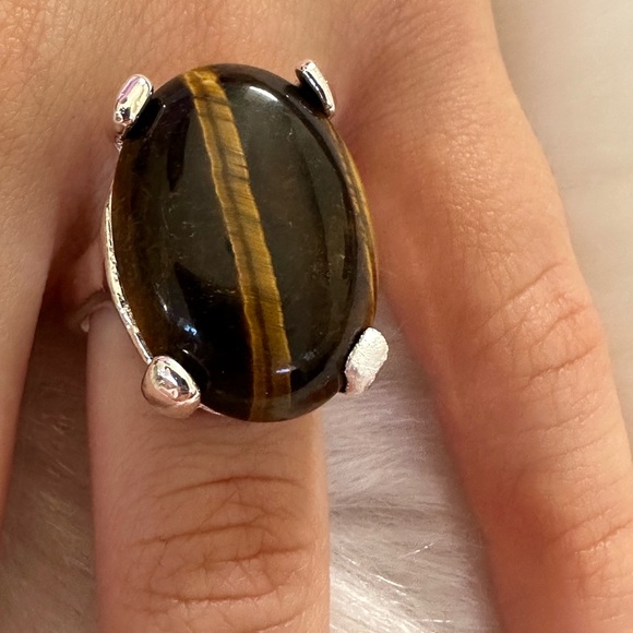 925 Sterling Silver Jewelry - 925 sterling silver tiger aye Stone ring